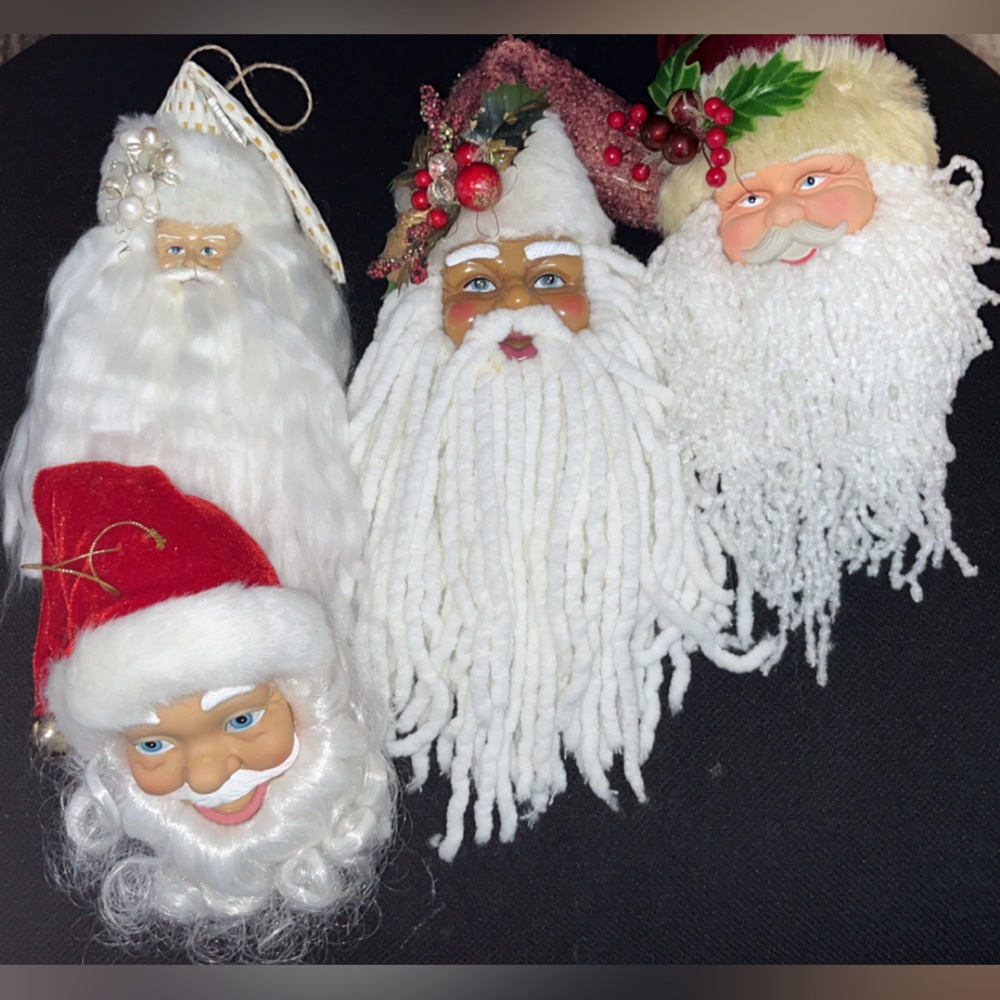 Vintage Santa Claus Ornaments Set - White and Red (3)
